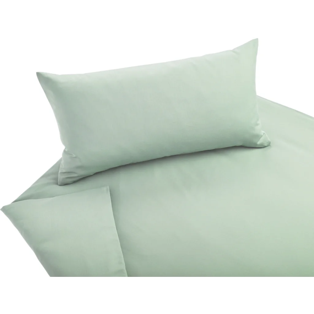 Bio Satin Bettwäsche Classic Garnitur 3-teilig in Celadon Grün von Cotonea Größe 200x200 + 2x 40x80 cm