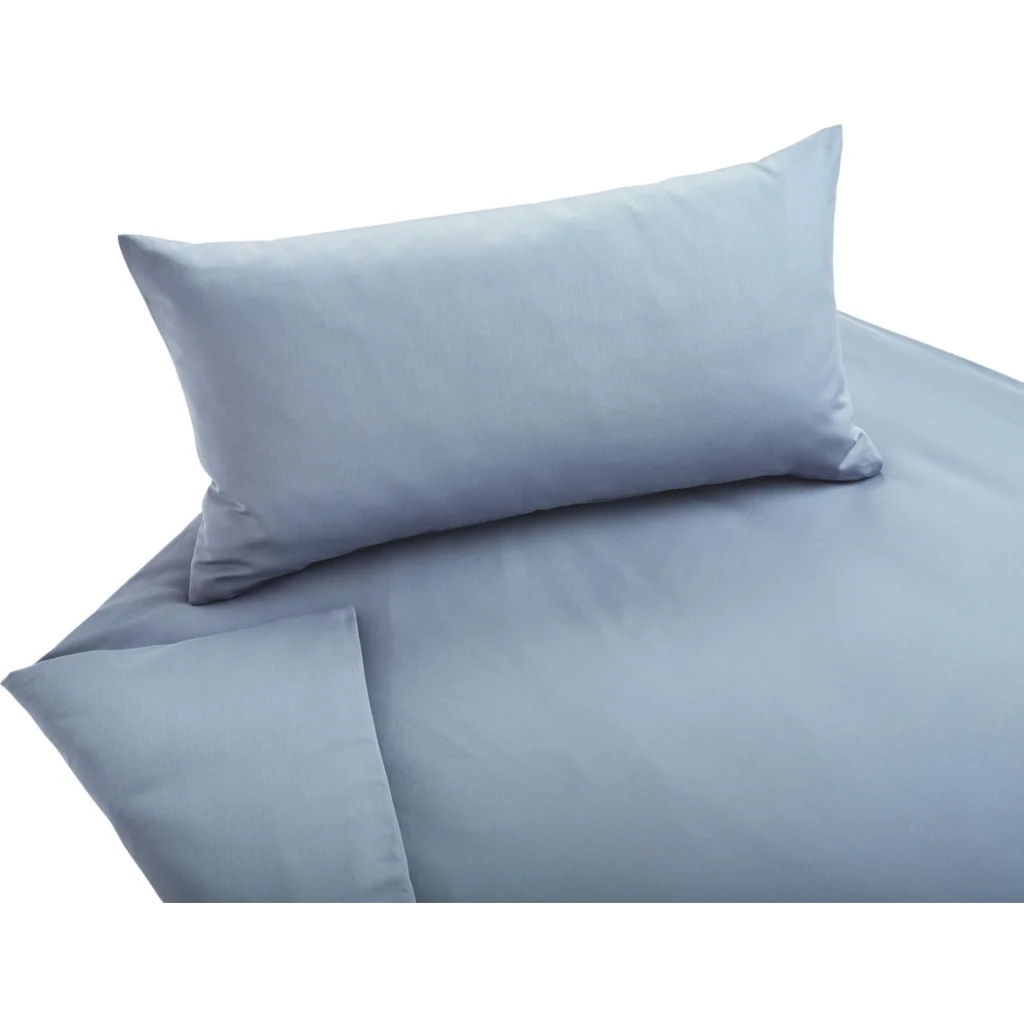 Bio Satin Bettwäsche Classic Garnitur 3-teilig in Perlblau Blau von Cotonea Größe 200x220 + 2x 40x80 cm