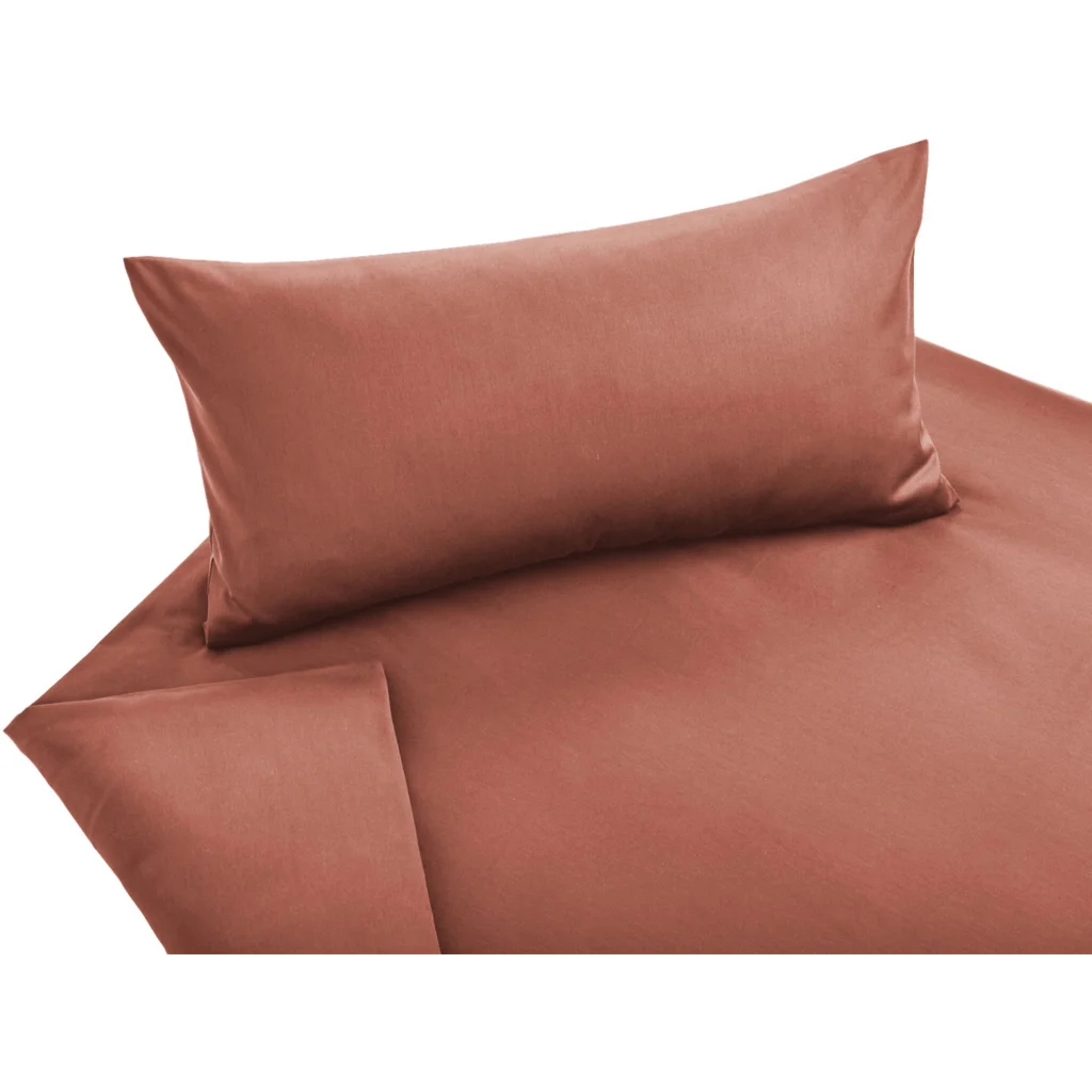 Bio Satin Bettwäsche Classic Garnitur 3-teilig in Ziegel Orange von Cotonea Größe 200x220 + 2x 40x80 cm