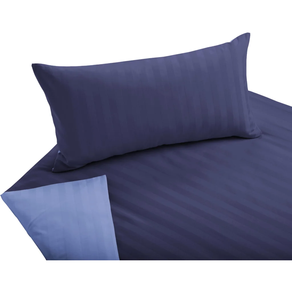 Bio Satin Wendebettwäsche Linea Garnitur 3-teilig in Dunkelblau+Lapis Blau von Cotonea Größe 200x220 + 2x 40x80 cm