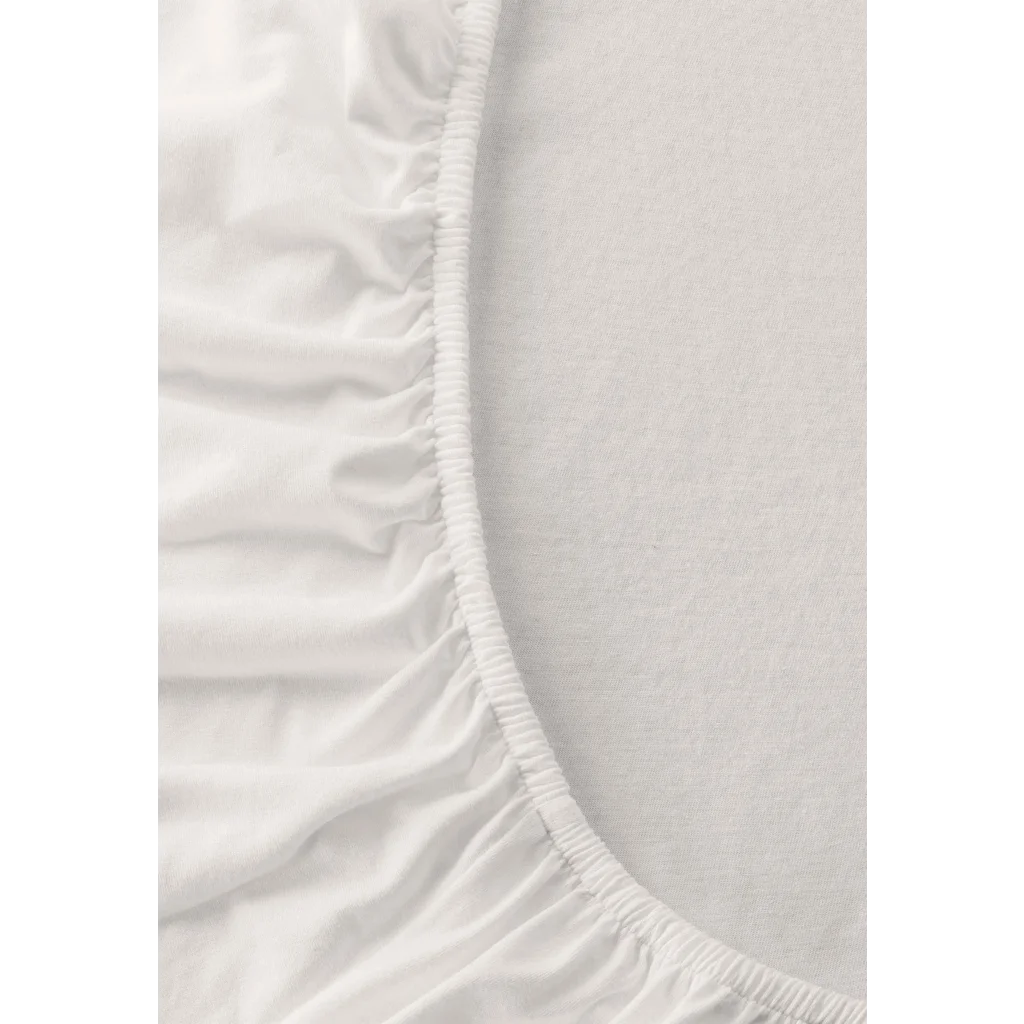 Bio Single-Jersey Spannbettlaken für Boxspringbetten in Standardgröße - Doppelbett in Creme von MELA home Größe 180-200 x 200 cm