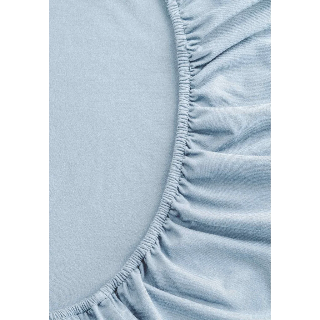 Bio Single-Jersey Spannbettlaken für Boxspringbetten in Standardgröße - Doppelbett in Himmelblau Blau von MELA home Größe 180-200 x 200 cm