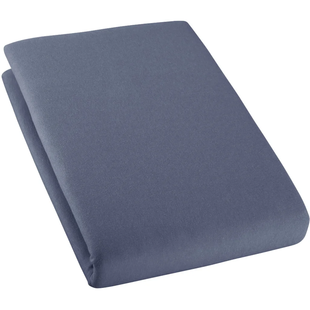 Bio Single-Jersey Spannbettlaken für Boxspringbetten in Standardgröße - Doppelbett in Steinblau Blau von Cotonea Größe 180-200 x 200 cm