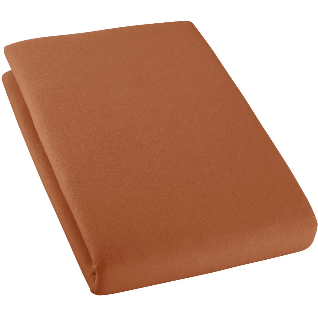 Bio Single-Jersey Spannbettlaken für Boxspringbetten in Standardgröße - Doppelbett in Terra Orange von Cotonea Größe 180-200 x 200 cm