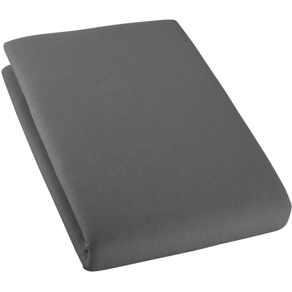Bio Single-Jersey Spannbettlaken für Boxspringbetten in Standardgröße und Überlänge - Doppelbett in Anthrazit Grau von Cotonea Größe 180-200 x 220 cm
