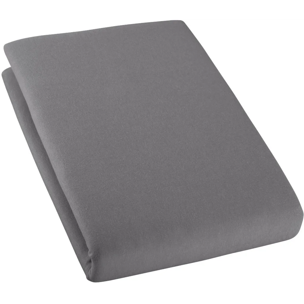 Bio Single-Jersey Spannbettlaken für Boxspringbetten in Standardgröße und Überlänge - Doppelbett in Platin Grau von Cotonea Größe 180-200 x 220 cm