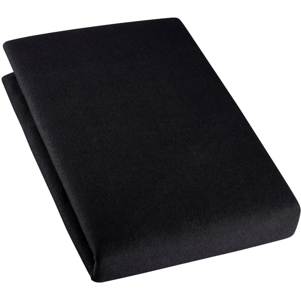 Bio Single-Jersey Spannbettlaken für Boxspringbetten in Standardgröße und Überlänge - Doppelbett in Schwarz von Cotonea Größe 180-200 x 220 cm