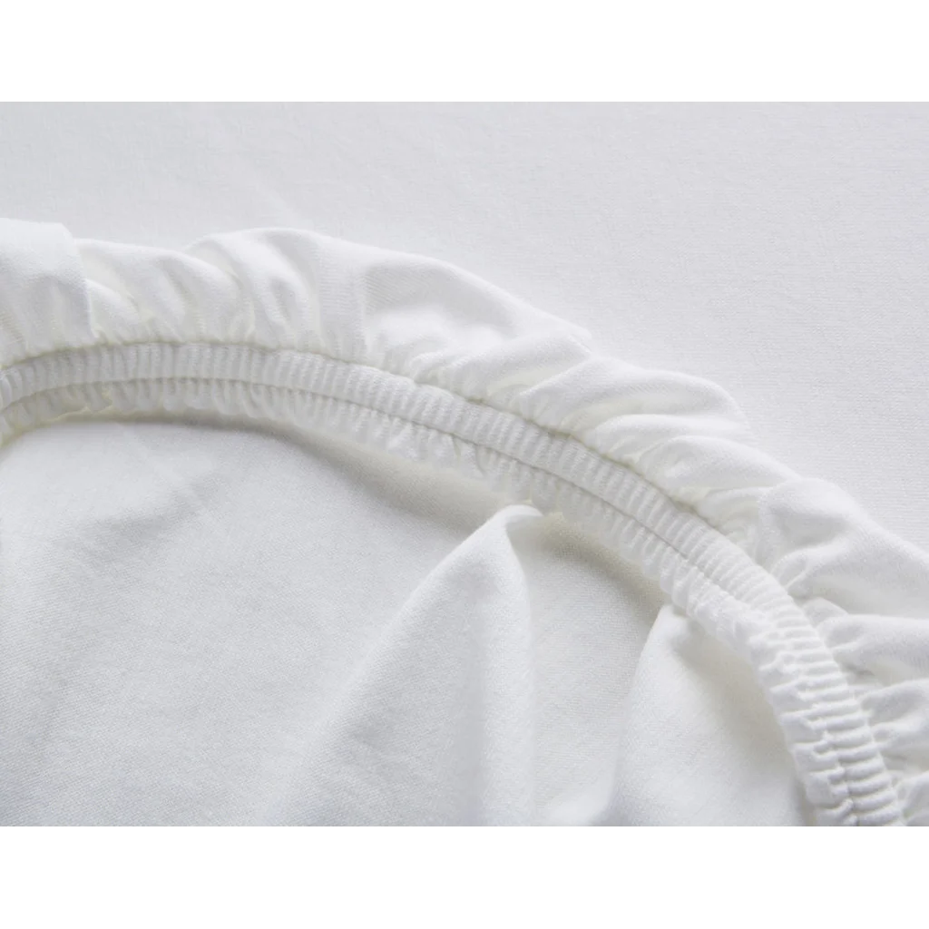 Bio Single-Jersey Spannbettlaken für Boxspringbetten in Standardgröße und Überlänge - Einzelbett in Weiß von Cotonea Größe 90-100 x 220 cm