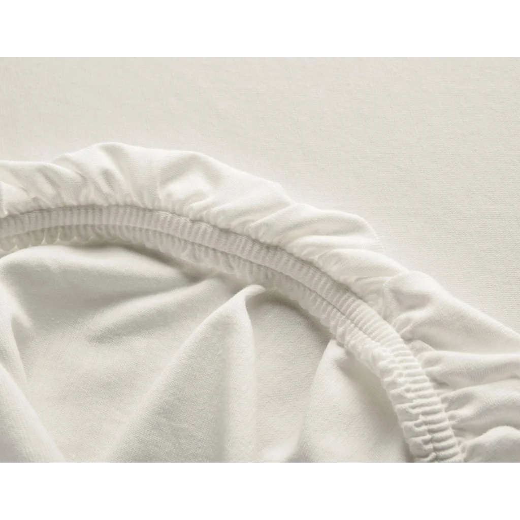 Bio Single-Jersey Spannbettlaken für Matratzen in Standardgröße - Doppelbett in Creme von Cotonea Größe 180-200 x 200 cm