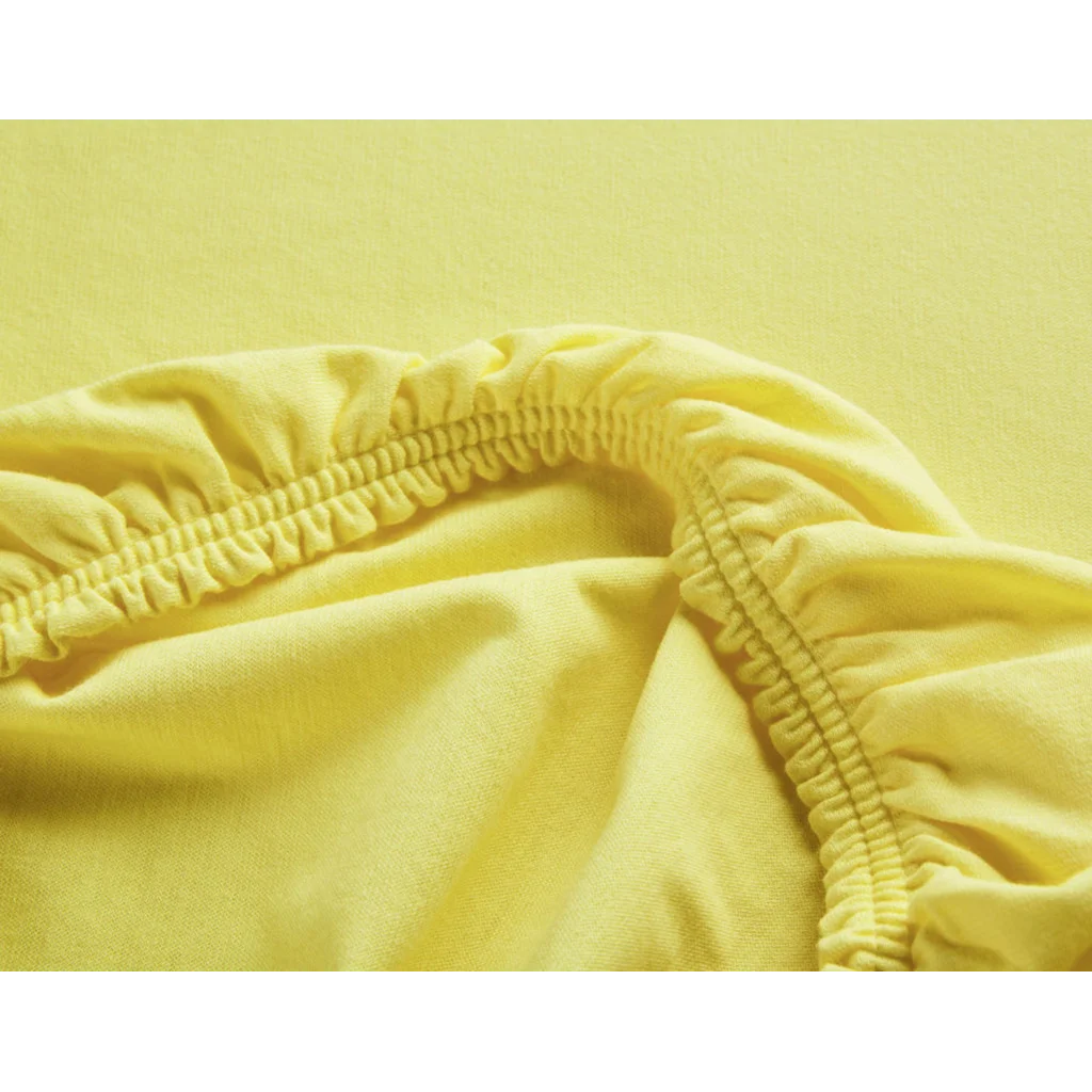 Bio Single-Jersey Spannbettlaken für Matratzen in Standardgröße - Doppelbett in Gelb von Cotonea Größe 180-200 x 200 cm