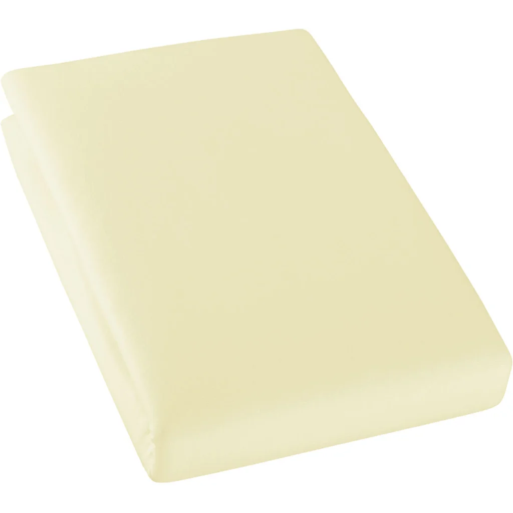 Bio Single-Jersey Spannbettlaken für Matratzen in Standardgröße - Einzelbett in Vanille Gelb von Cotonea Größe 90-100 x 190-200 cm