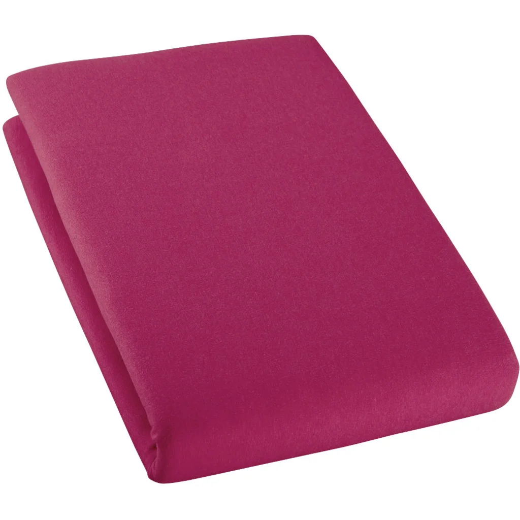 Bio Single-Jersey Spannbettlaken für Matratzen in Standardgröße und Überlänge - Einzelbett in Rubin Beere von Cotonea Größe 90-100 x 220 cm