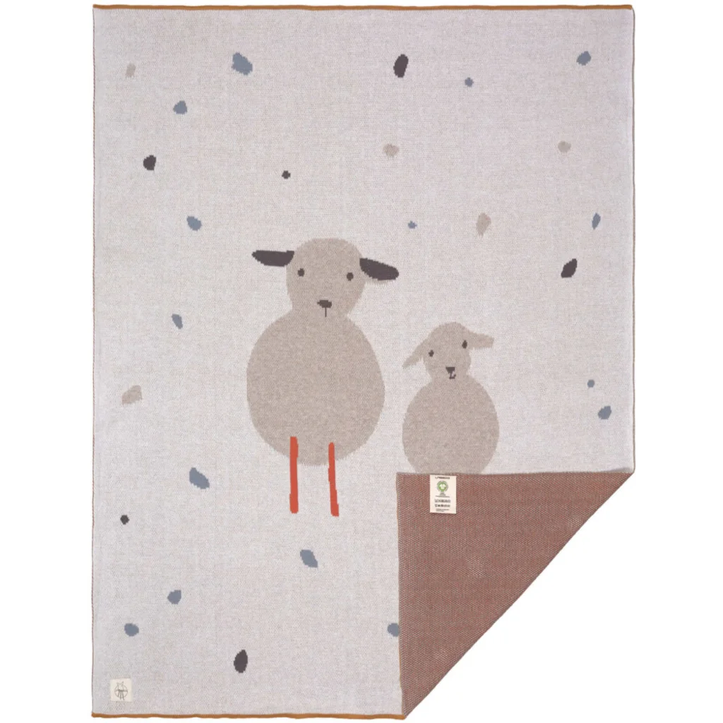 Bio Strick Baby-Decke Schäfchen in Muster Schäfchen von Lässig Größe 80x100 cm