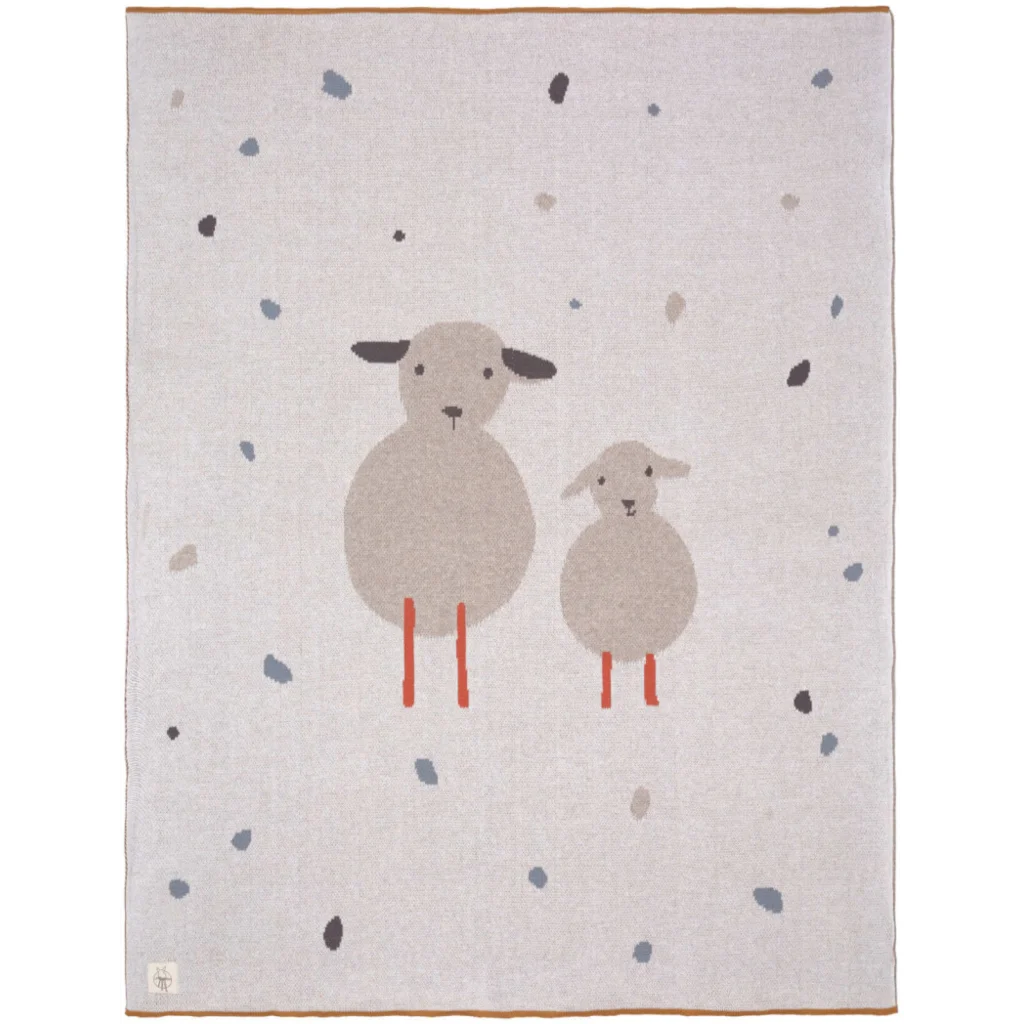 Bio Strick Baby-Decke Schäfchen in Muster Schäfchen von Lässig Größe 80x100 cm