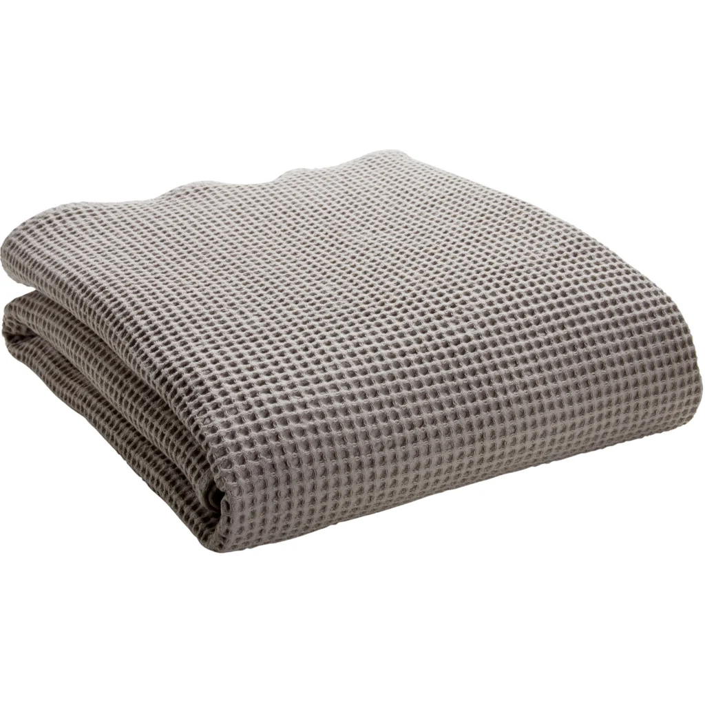 Bio Waffelpiqué Badetuch in Leinen Beige von Cotonea Größe 100x180 cm