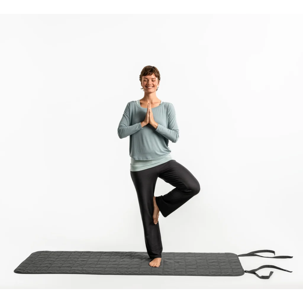 Bio Yogamatte in Creme+Anthrazit Creme+Grau von Living Crafts Größe 75x190 cm