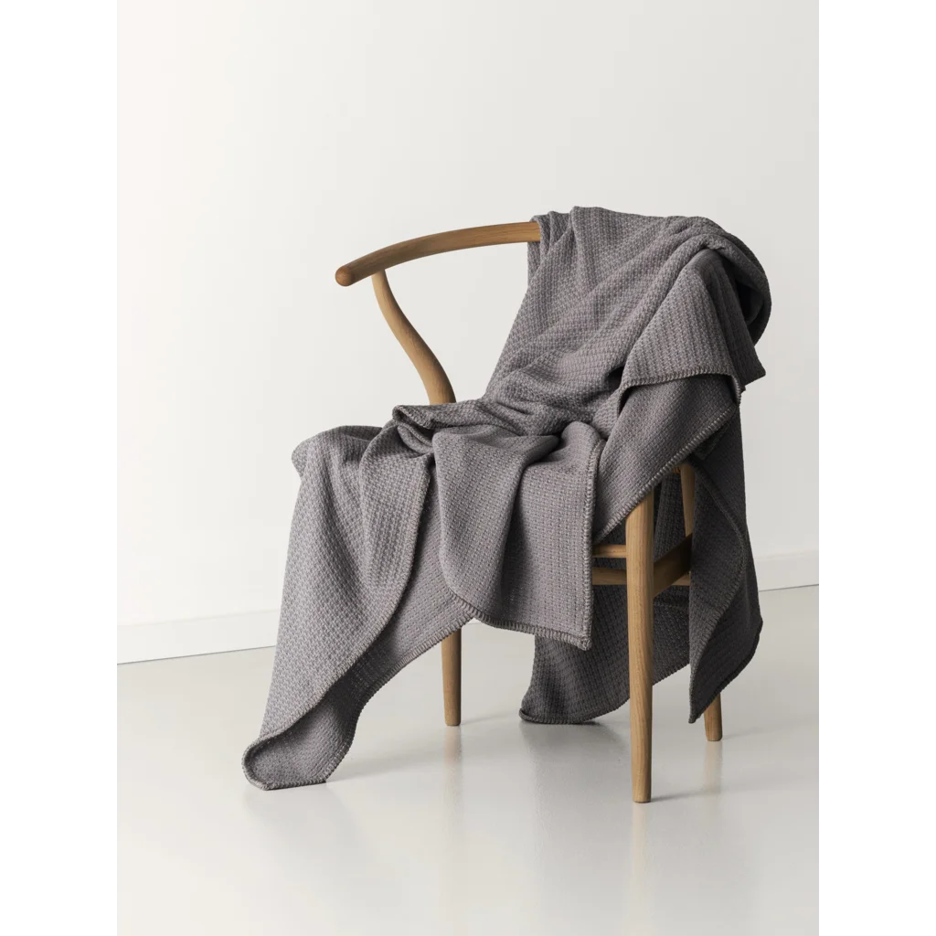 Decke in Feinstrick-Optik in Kastaniengrau Grau von Cradle Studio Größe 150x210 cm