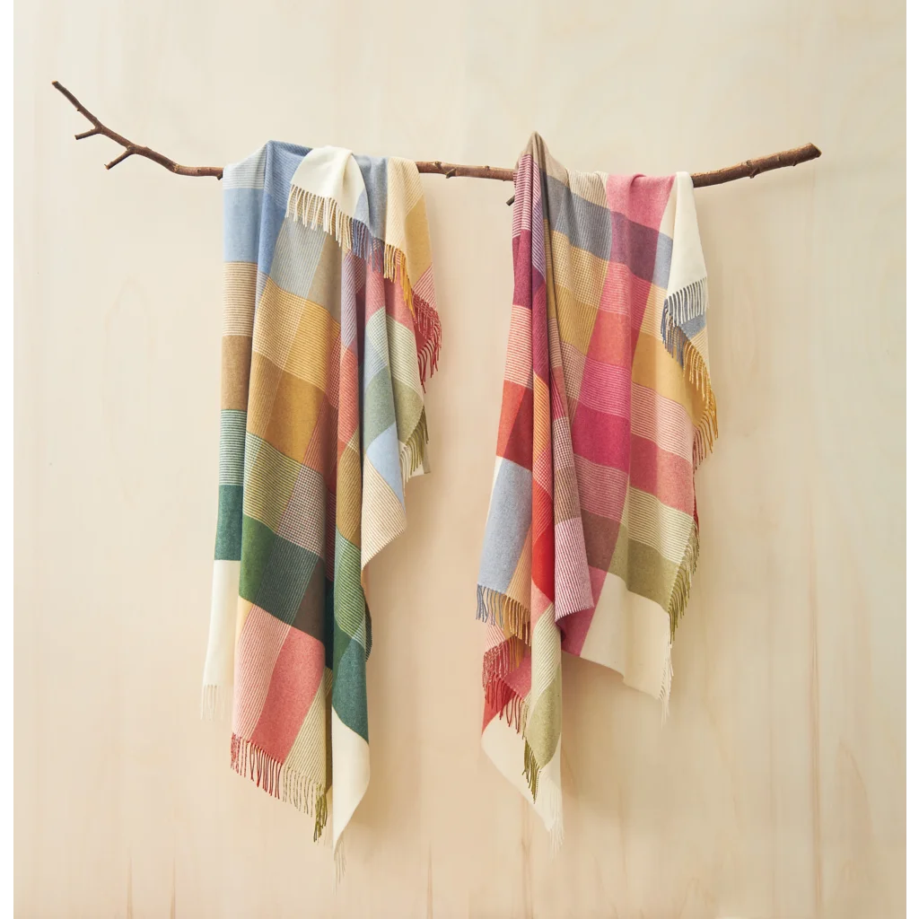 Decke mit Karo-Muster NIZZA in Creme+Beere Muster Karo von Eagle Products Größe 130x200 cm