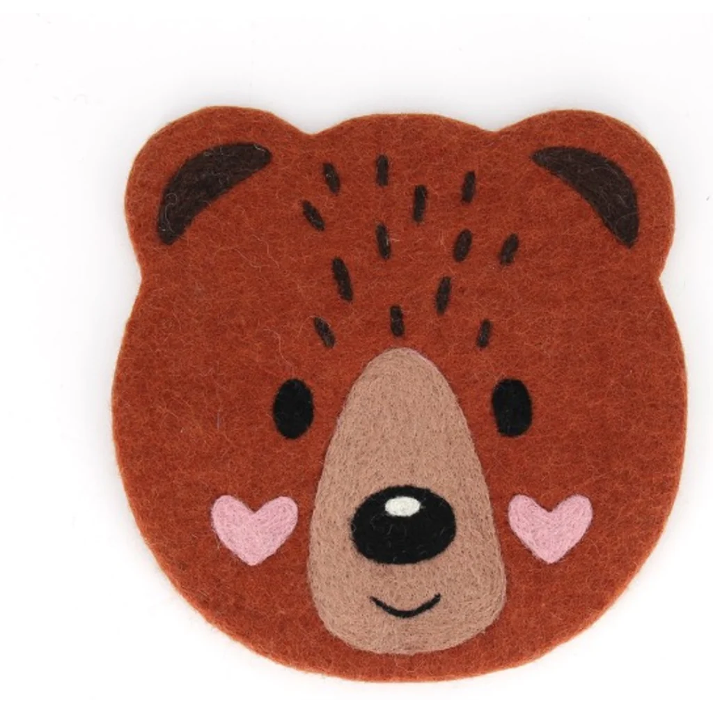 Filz Kinder-Sitzkissen Bär in Rotbraun Braun Muster Bär von GLOBO Größe Ø 28 cm