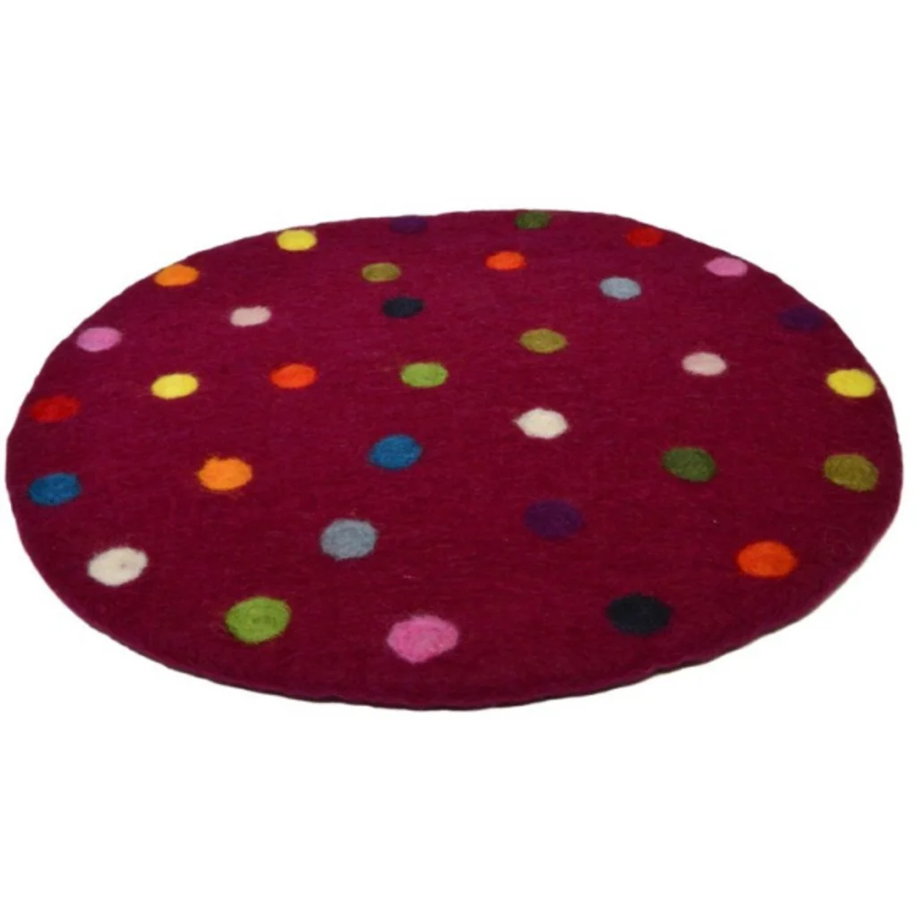Filz Sitzkissen rund Dots in Dunkelrot Rot Muster Dots von Frida Feeling Größe Ø 35 cm