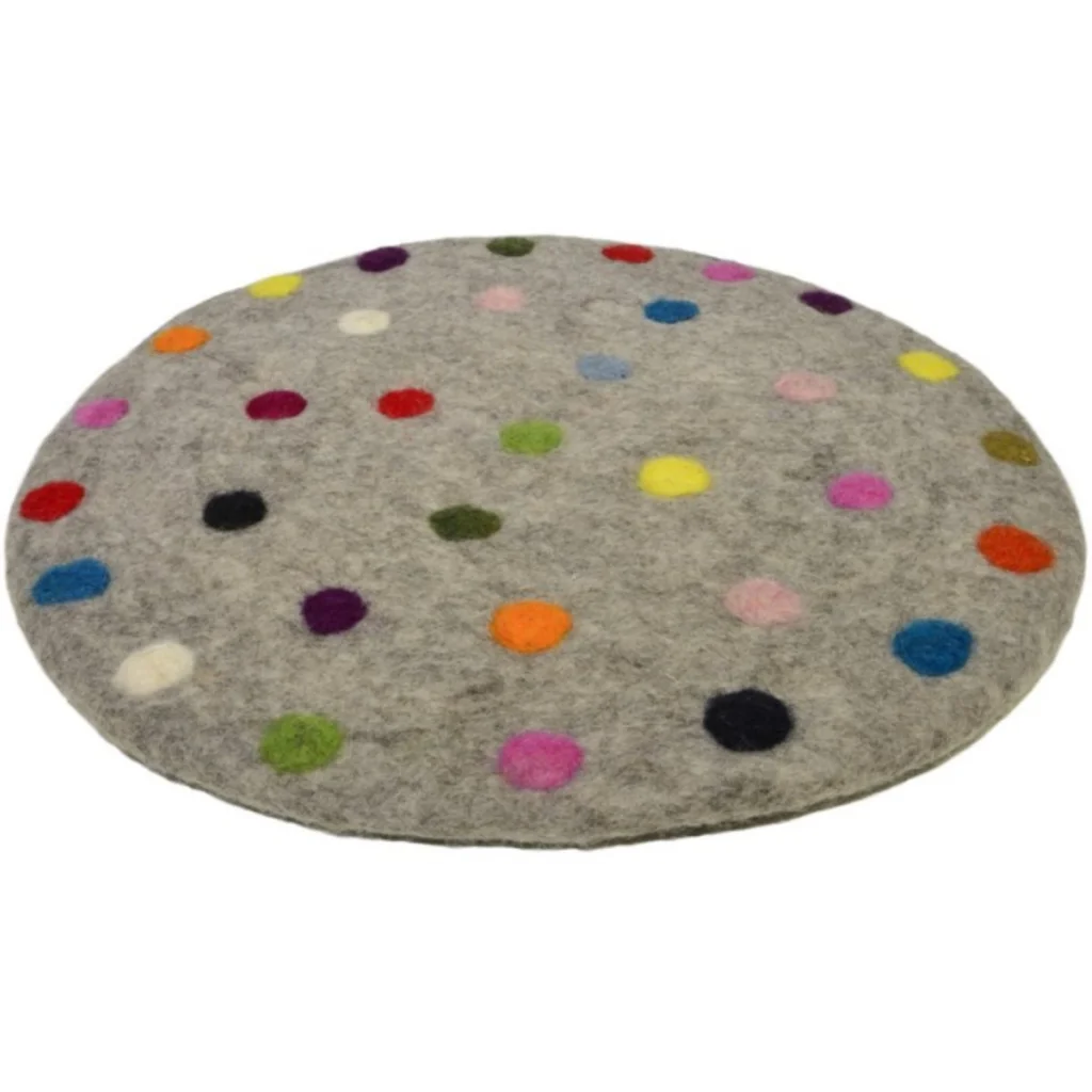 Filz Sitzkissen rund Dots in Hellgrau Grau Muster Dots von Frida Feeling Größe Ø 35 cm