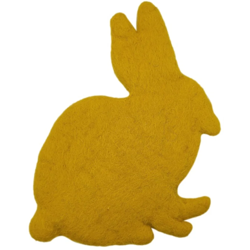 Filz Untersetzer in Hasen-Form in Goldgelb Gelb Muster Hase von Frida Feeling Größe 19x23 cm