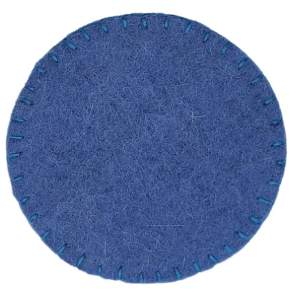 Filz Untersetzer rund mit Ziernaht 6er-Pack in Blau von Frida Feeling Größe Ø 10 cm