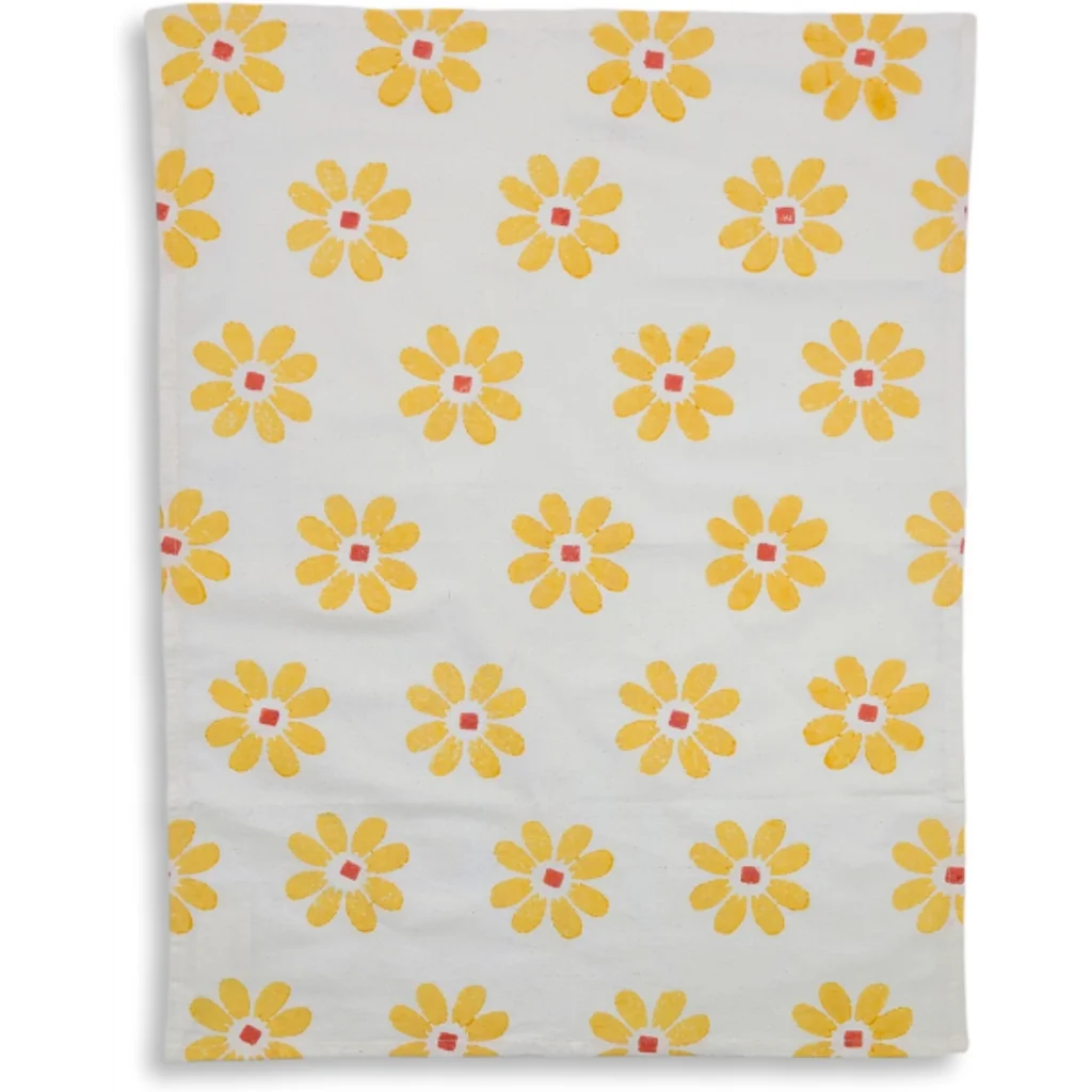 Geschirrtuch Blumen in Gelb+Rot Muster Blumen von Frida Feeling Größe 50x65 cm
