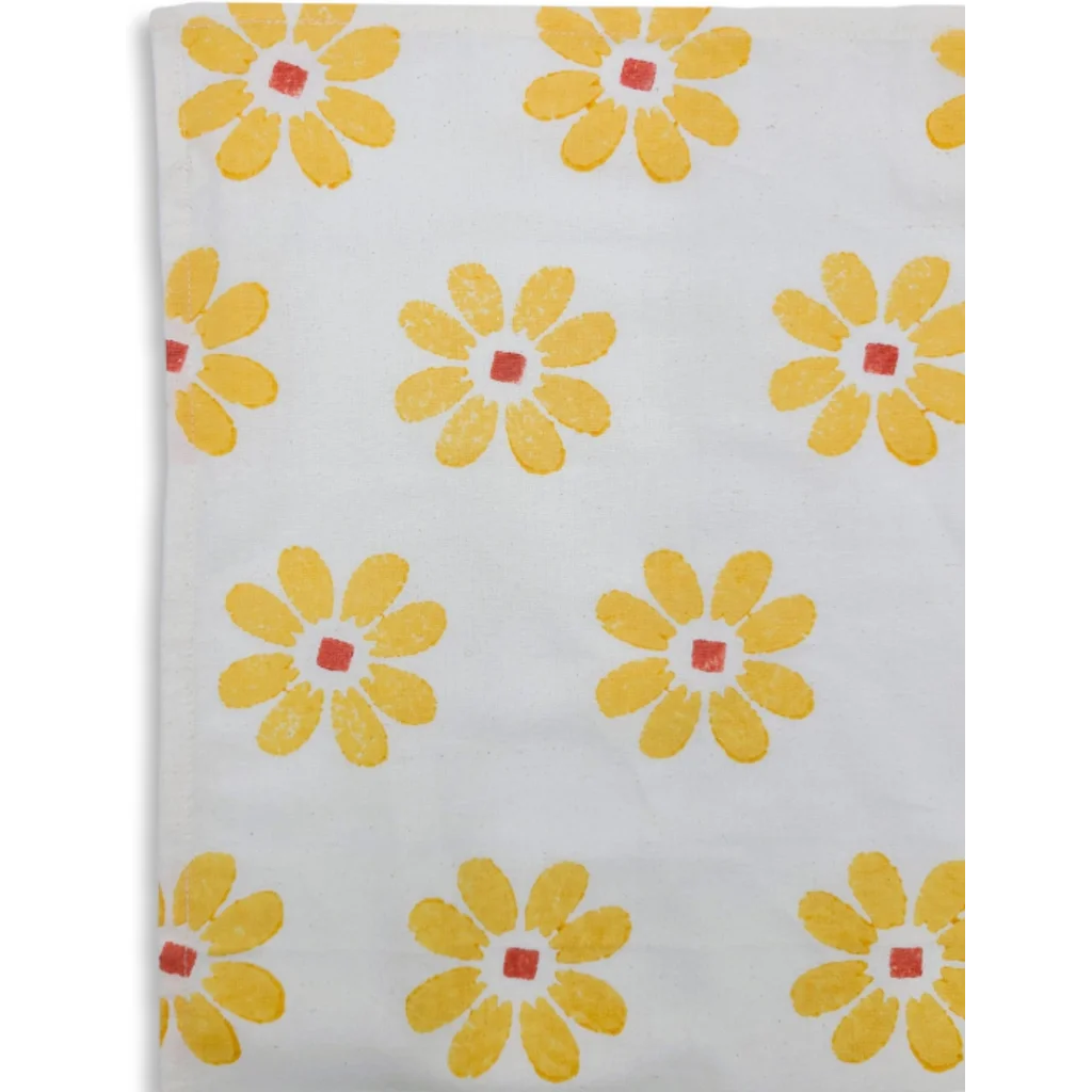 Geschirrtuch Blumen in Gelb+Rot Muster Blumen von Frida Feeling Größe 50x65 cm