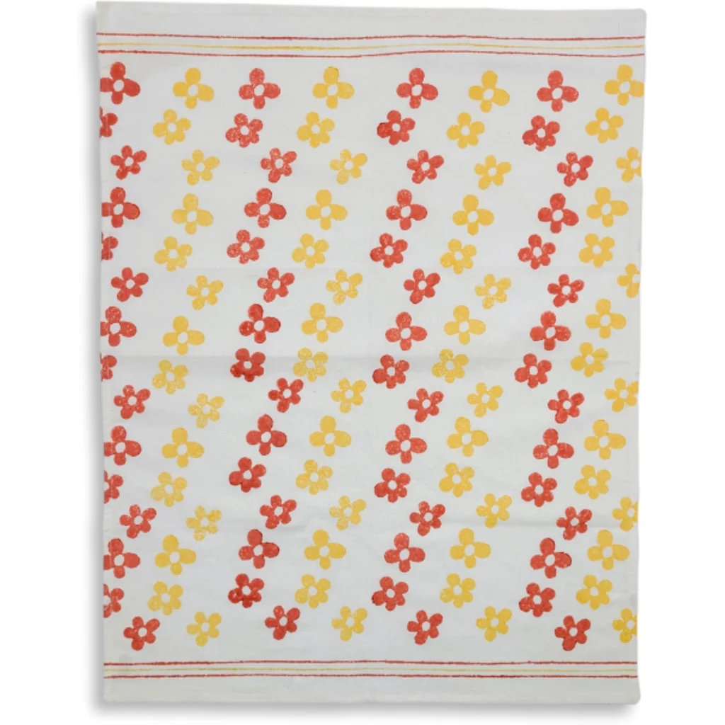 Geschirrtuch Blumen in Rot+Gelb Muster Blumen von Frida Feeling Größe 50x65 cm
