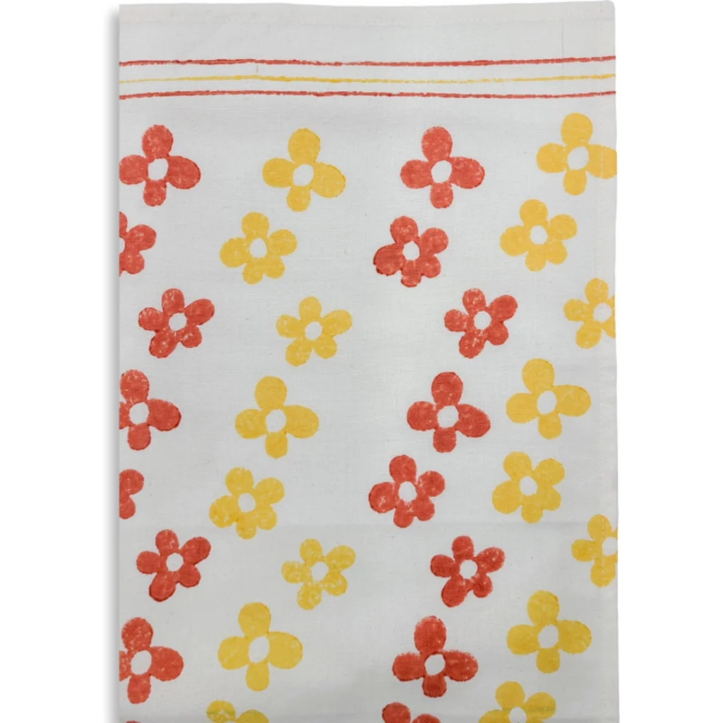 Geschirrtuch Blumen in Rot+Gelb Muster Blumen von Frida Feeling Größe 50x65 cm