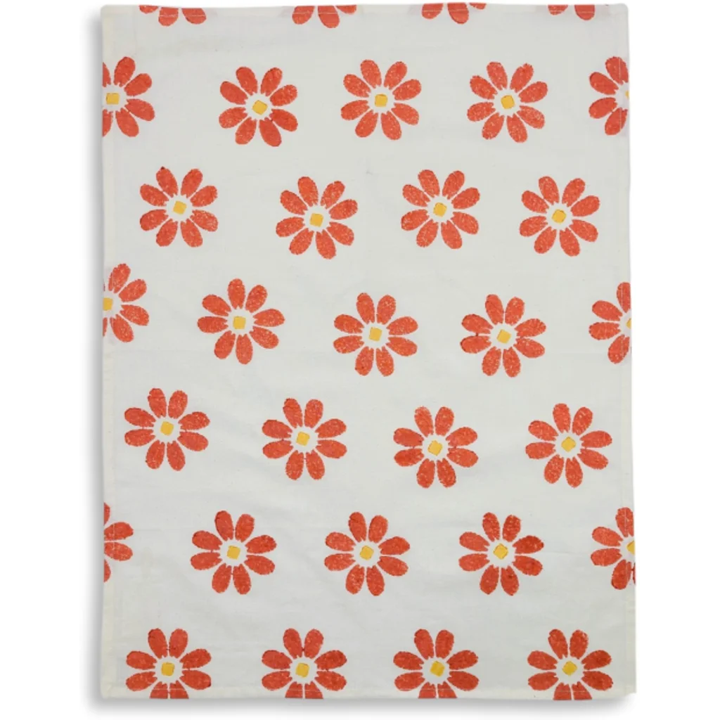 Geschirrtuch Blumen in Rot+Orange Muster Blumen von Frida Feeling Größe 50x65 cm