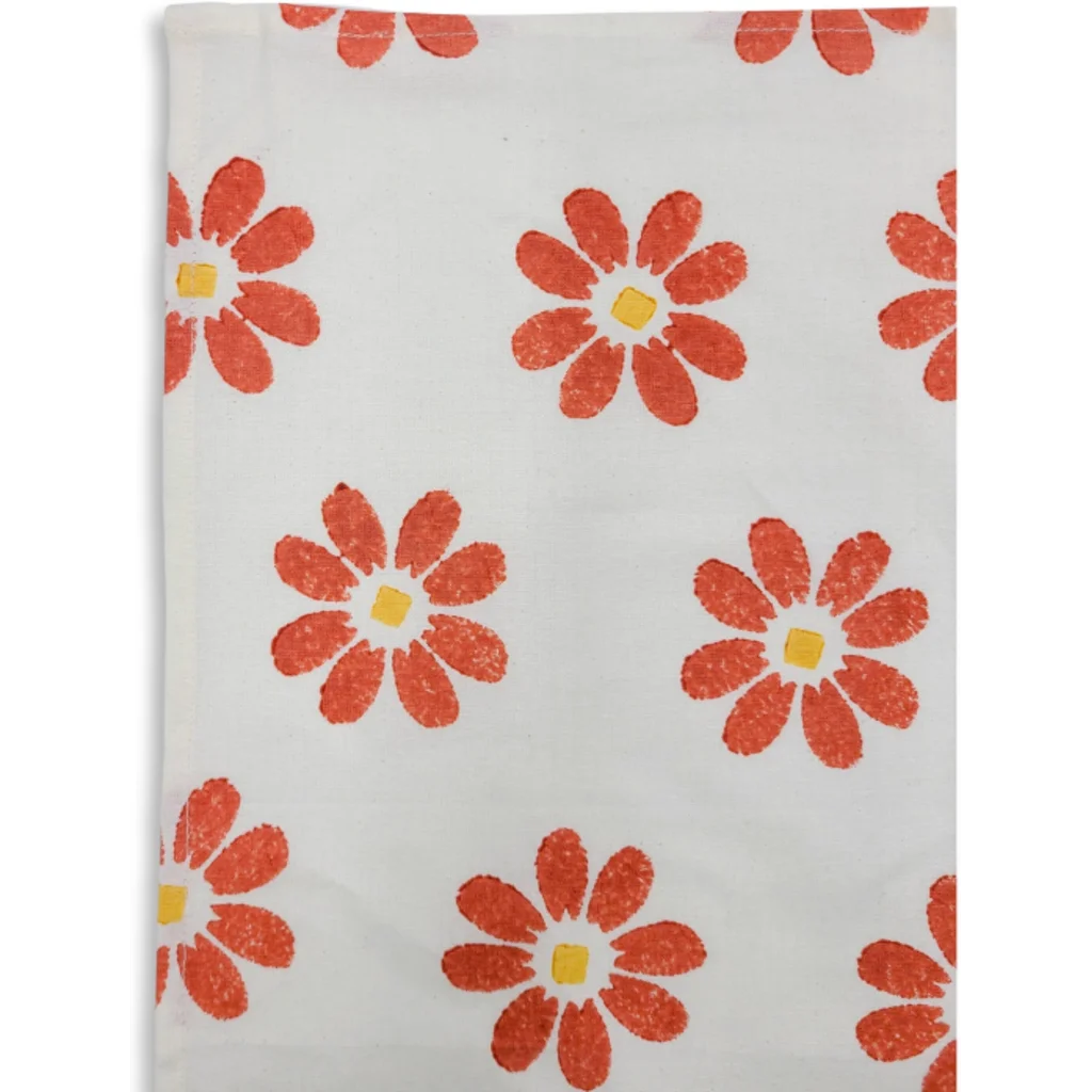 Geschirrtuch Blumen in Rot+Orange Muster Blumen von Frida Feeling Größe 50x65 cm