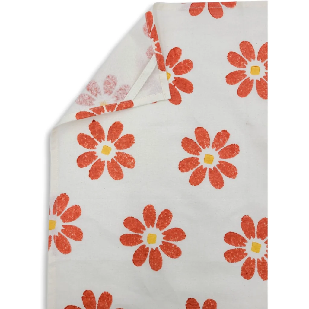 Geschirrtuch Blumen in Rot+Orange Muster Blumen von Frida Feeling Größe 50x65 cm