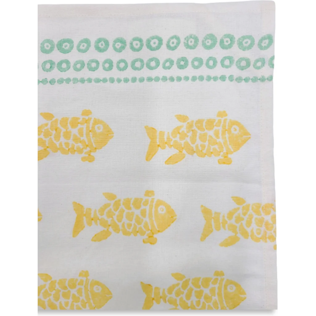 Geschirrtuch Fische in Gelb+Mint Gelb+Grün Muster Fische von Frida Feeling Größe 50x65 cm