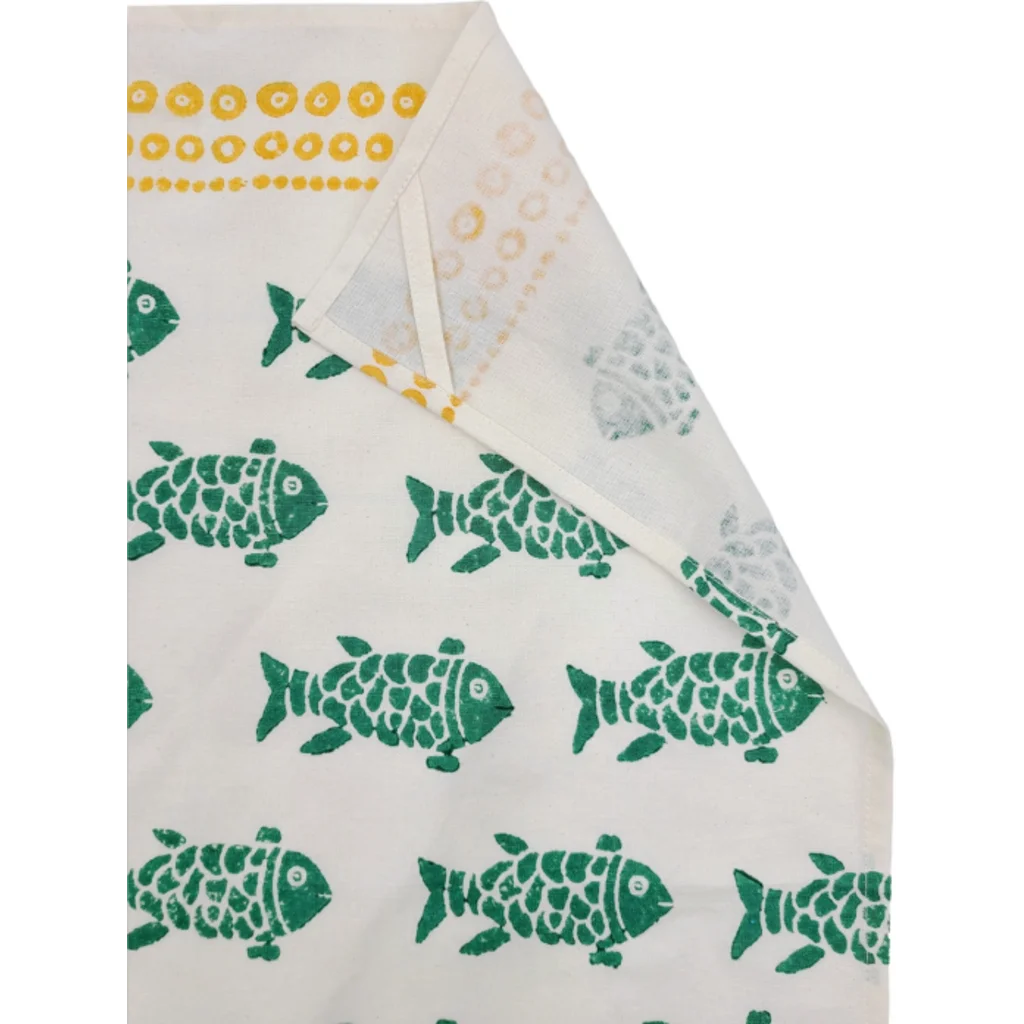 Geschirrtuch Fische in Grün+Gelb Muster Fische von Frida Feeling Größe 50x65 cm