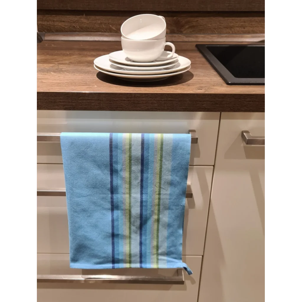 Geschirrtuch Streifen 3er-Pack in Türkis+Gelb+Beige Blau+Gelb+Beige Muster Streifen von Frida Feeling Größe 50x65 cm