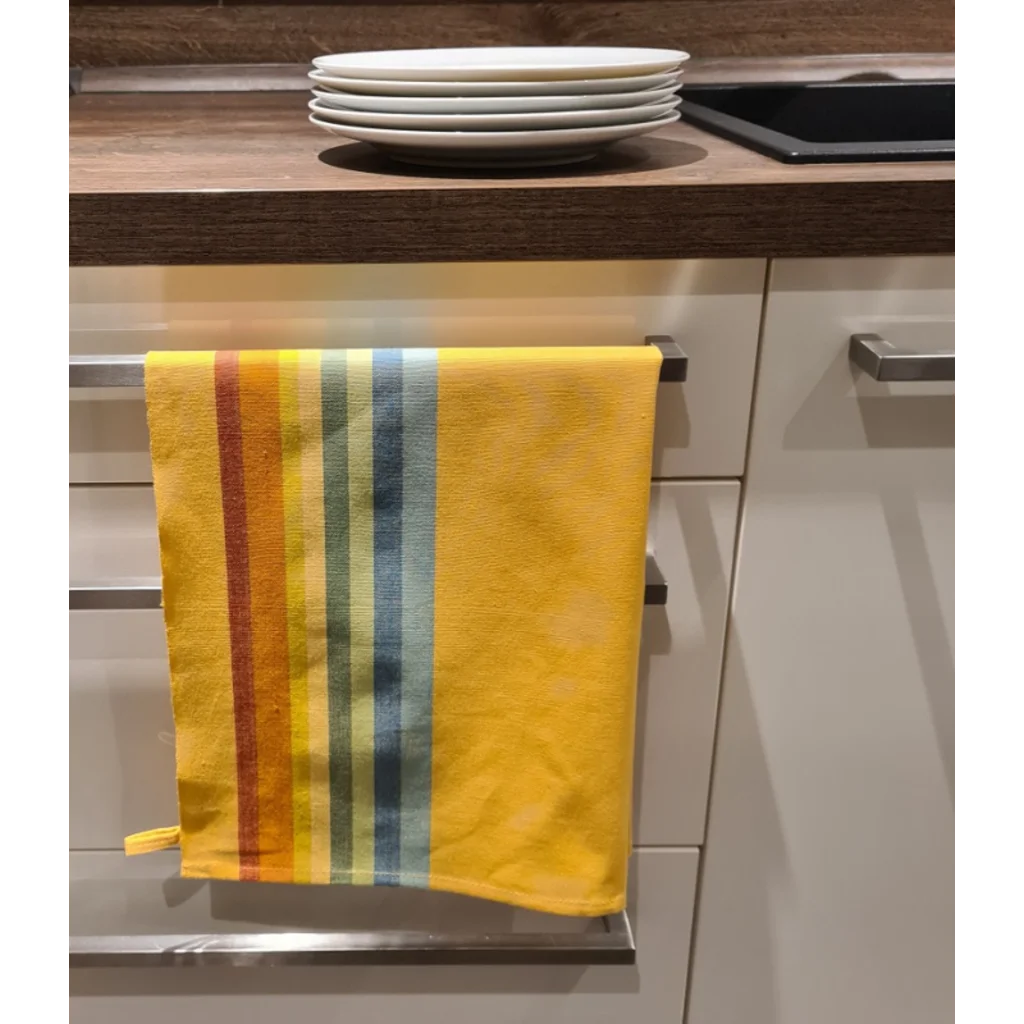 Geschirrtuch Streifen 3er-Pack in Türkis+Gelb+Beige Blau+Gelb+Beige Muster Streifen von Frida Feeling Größe 50x65 cm