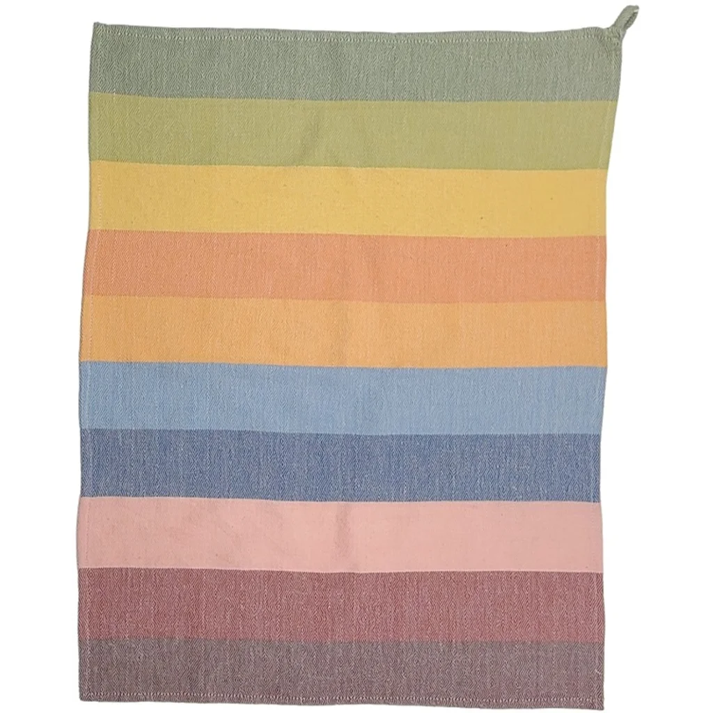 Geschirrtuch Streifen in Grün+Gelb+Blau+Rosa Muster Streifen von Frida Feeling Größe 50x65 cm