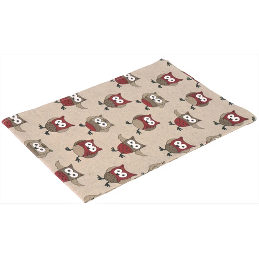 Halbleinen Geschirrtuch Eule 2er-Pack in Beige+Dunkelrot+Schwarz Beige+Rot+Schwarz Muster Eule von Erika Vaitkute Größe 47x70 cm