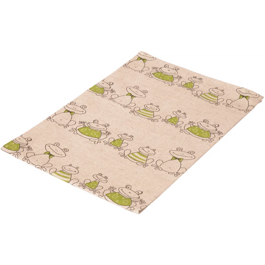 Halbleinen Geschirrtuch Frosch 2er-Pack in Beige+Grün+Schwarz Muster Frosch von Erika Vaitkute Größe 47x70 cm