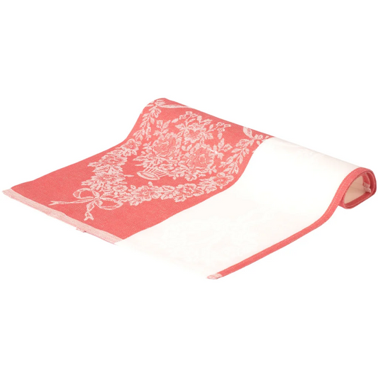 Halbleinen Jacquard Geschirrtuch 2er-Pack in Weiß+Rot Muster Blumen von Erika Vaitkute Größe 47x70 cm