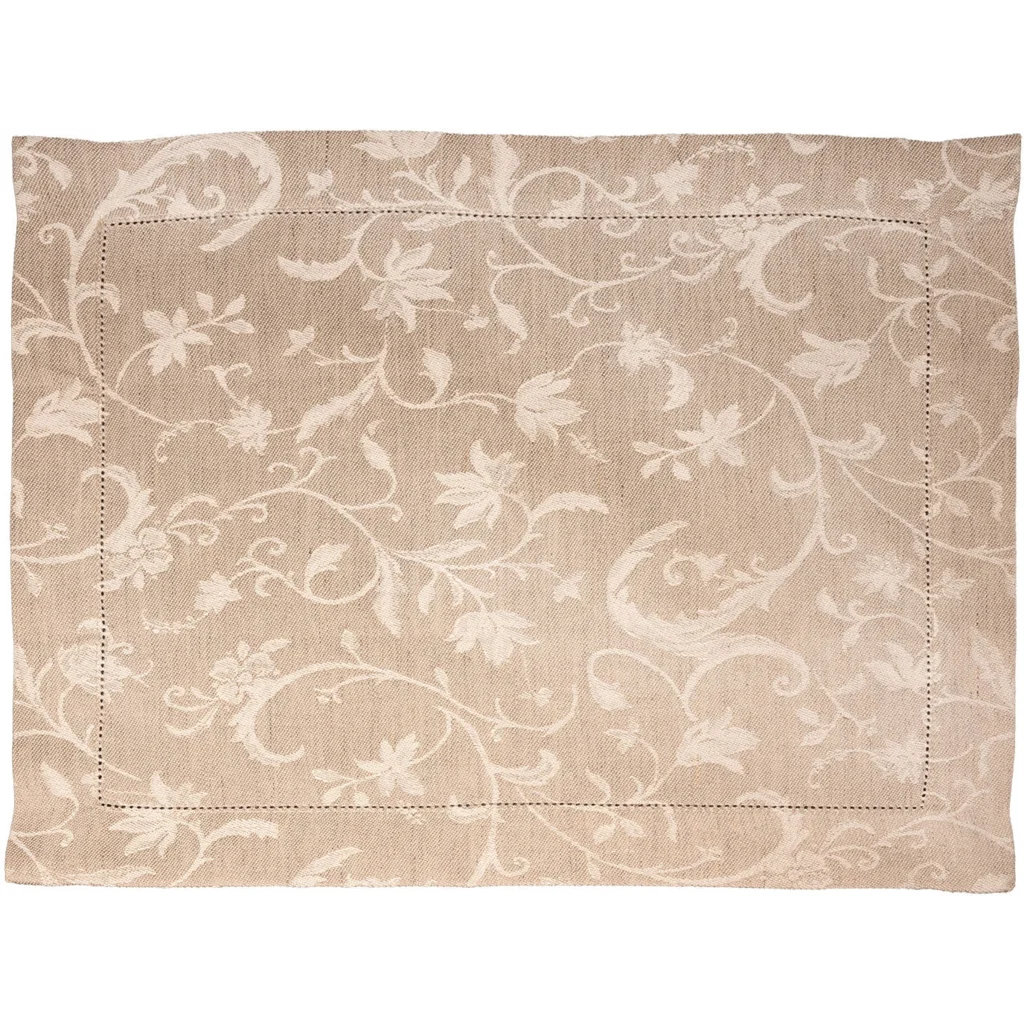 Halbleinen Jacquard Tischset MINIJA 6er-Pack in Beige+Creme Muster Ranke von Erika Vaitkute Größe 47x38 cm