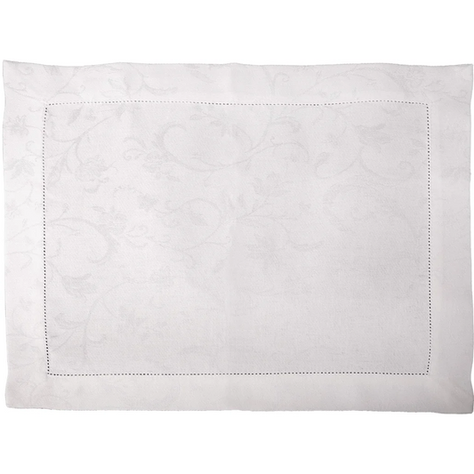 Halbleinen Jacquard Tischset MINIJA 6er-Pack in Weiß Muster Ranke von Erika Vaitkute Größe 47x38 cm