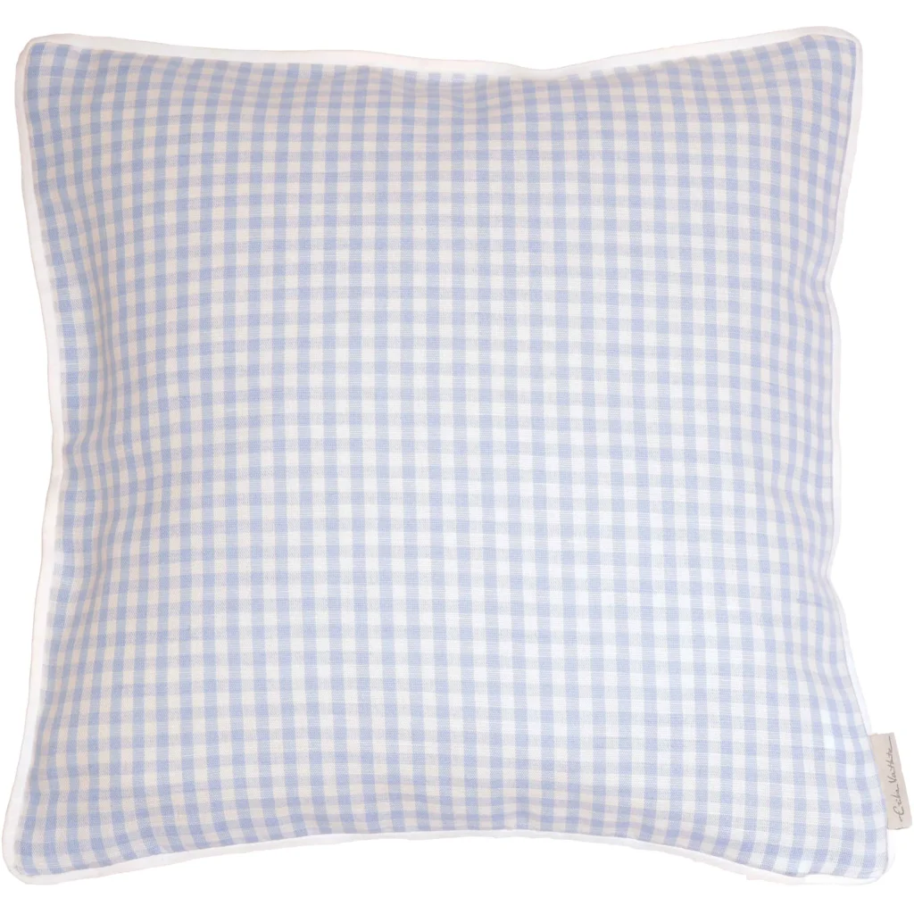 Halbleinen Kissenhülle Karo 2er-Pack in Weiß+Hellblau Weiß+Blau Muster Karo von Erika Vaitkute Größe 40x40 cm