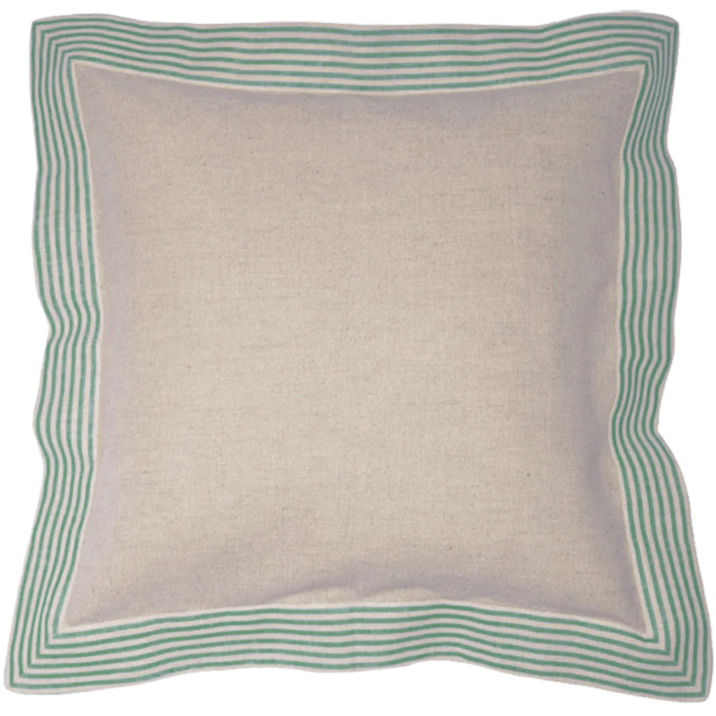 Halbleinen Kissenhülle MILDA 2er-Pack in Beige+Grün Muster Streifen von Erika Vaitkute Größe 40x40 cm