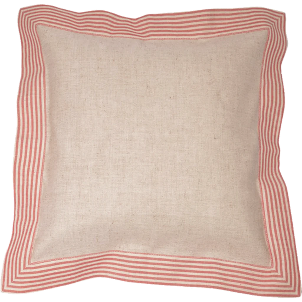 Halbleinen Kissenhülle MILDA 2er-Pack in Beige+Rot Muster Streifen von Erika Vaitkute Größe 40x40 cm