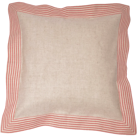 Halbleinen Kissenhülle MILDA 2er-Pack in Beige+Rot Muster Streifen von Erika Vaitkute Größe 40x40 cm