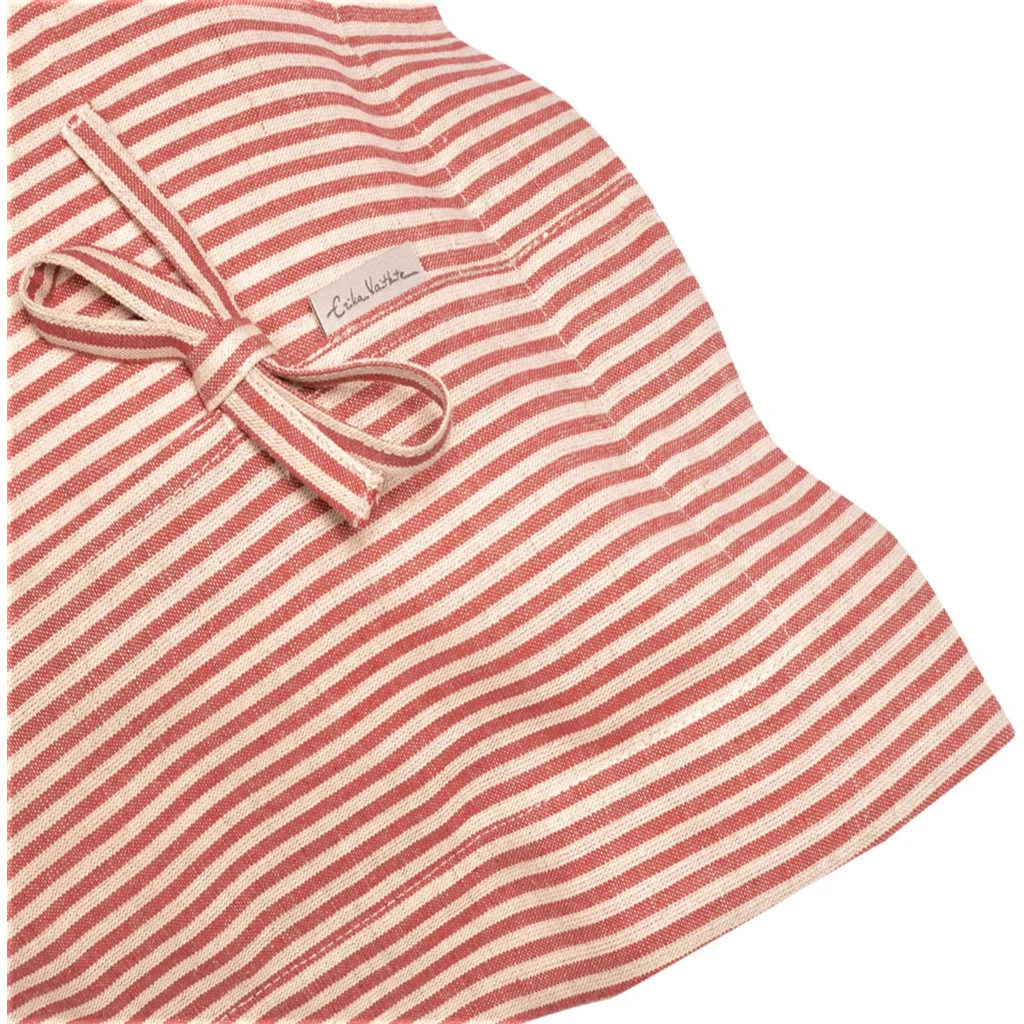 Halbleinen Kissenhülle MILDA 2er-Pack in Beige+Rot Muster Streifen von Erika Vaitkute Größe 40x40 cm