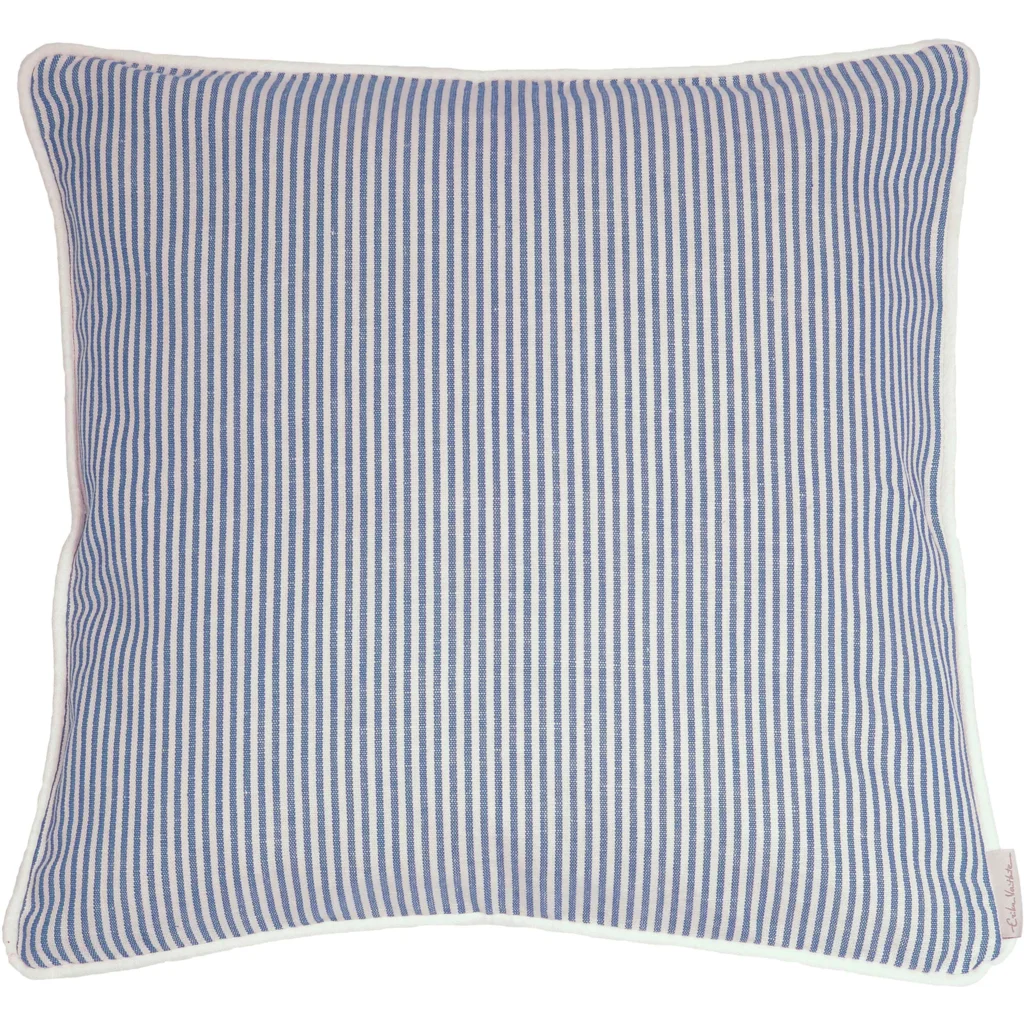 Halbleinen Kissenhülle Streifen 2er-Pack in Weiß+Blau Muster Streifen von Erika Vaitkute Größe 40x40 cm